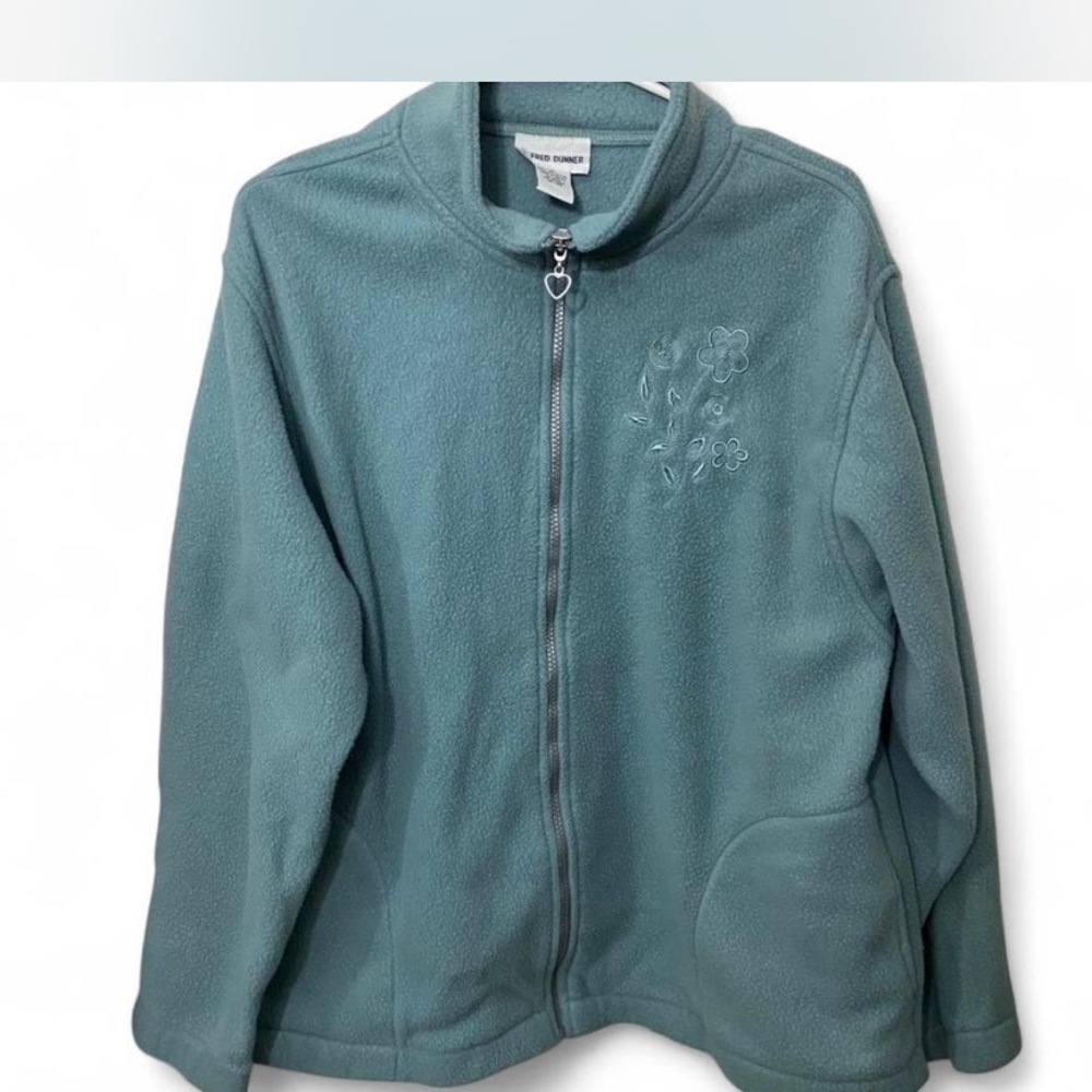 Alfred Dunner Teal Floral Fleece Jacket